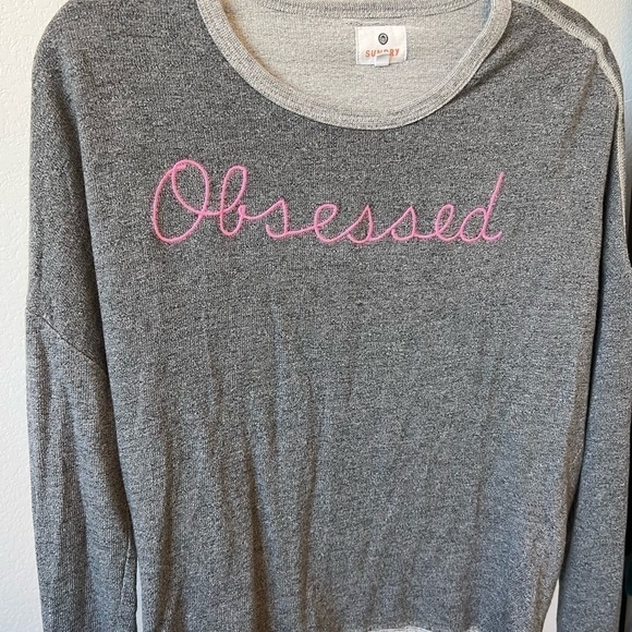 𝅺anthropologie Sundry Women’s Gray “Obsessed” Top Size 0 - Picture 3 of 5